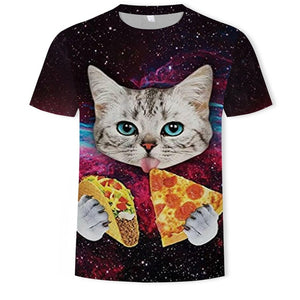 men's T-shirt 3D flower cat top